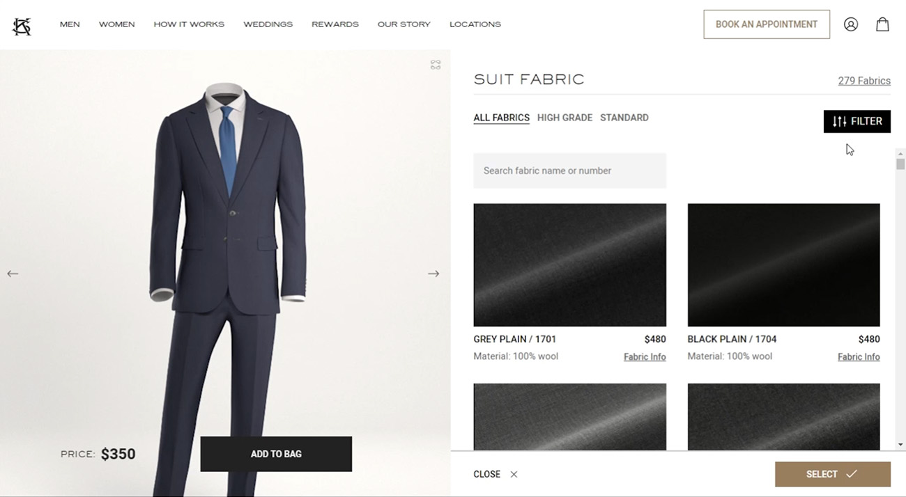 Visual Commerce for Custom Suits